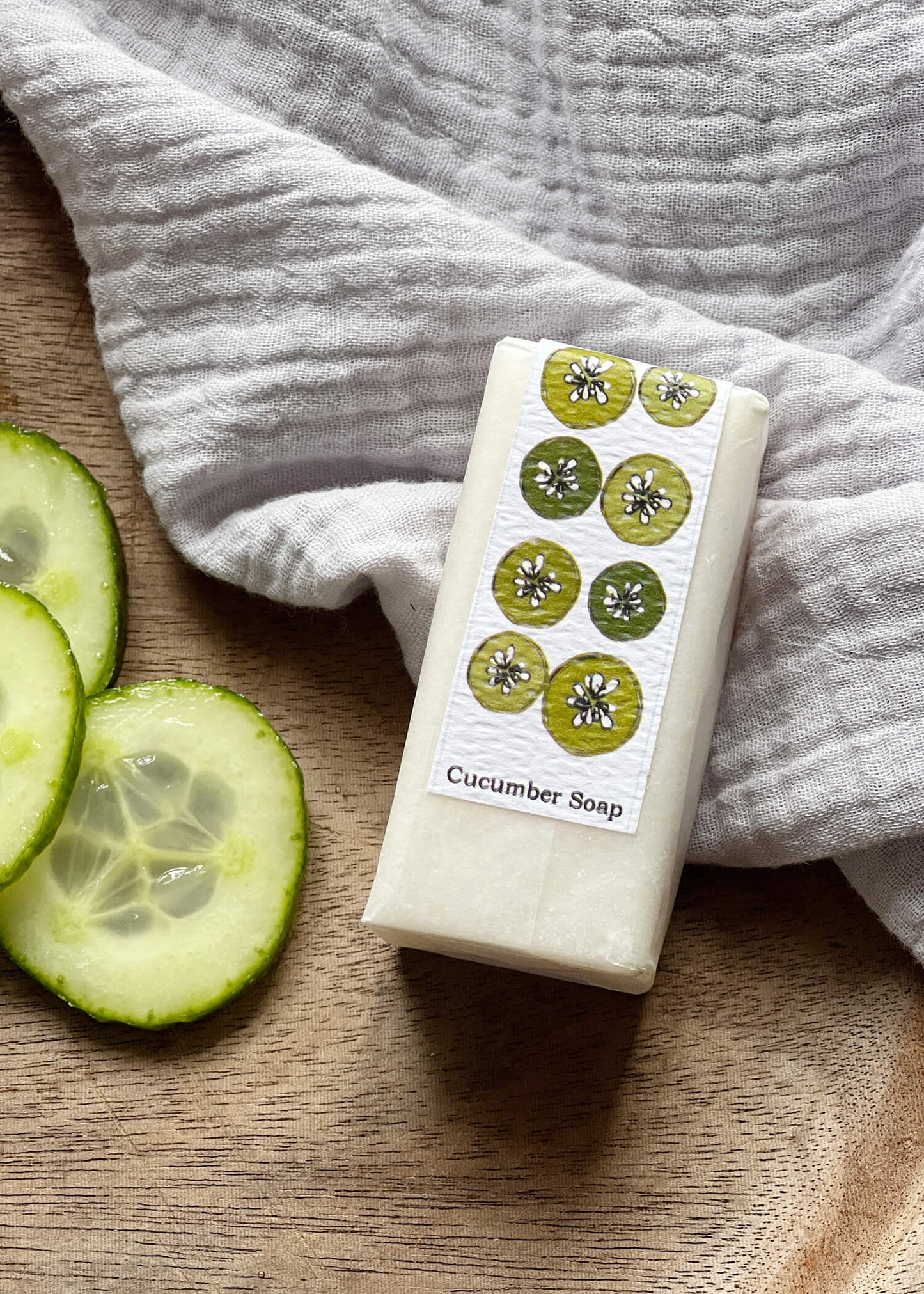 Cucumber Soap with cute cucumber illustrated packaging. 