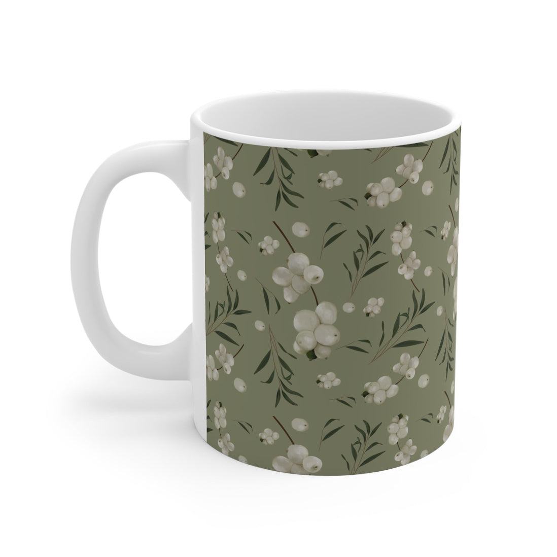 Snowberries and Willow Print Ceramic Mug