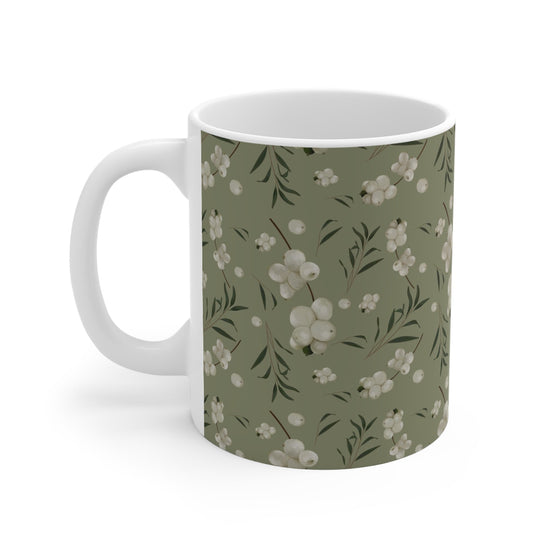 Snowberries and Willow Print Ceramic Mug