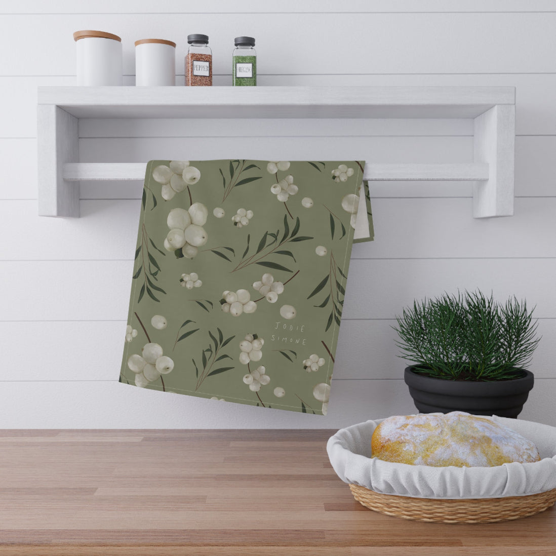 Snowberries and Willow Tea Towel