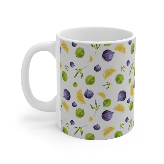 Citrus Fig and Lime Print Ceramic Mug
