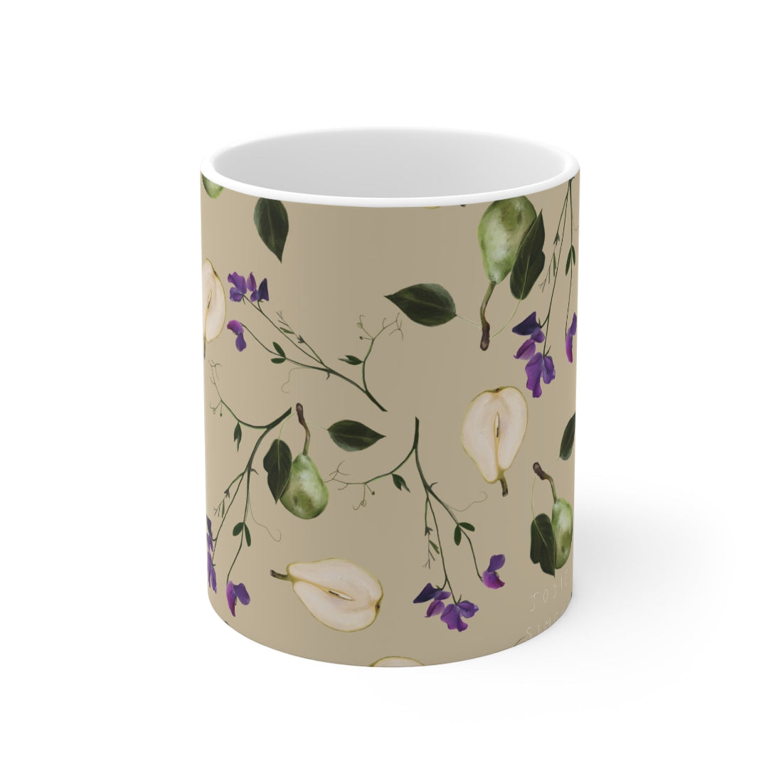 Pear and Sweetpea Pattern Ceramic Mug