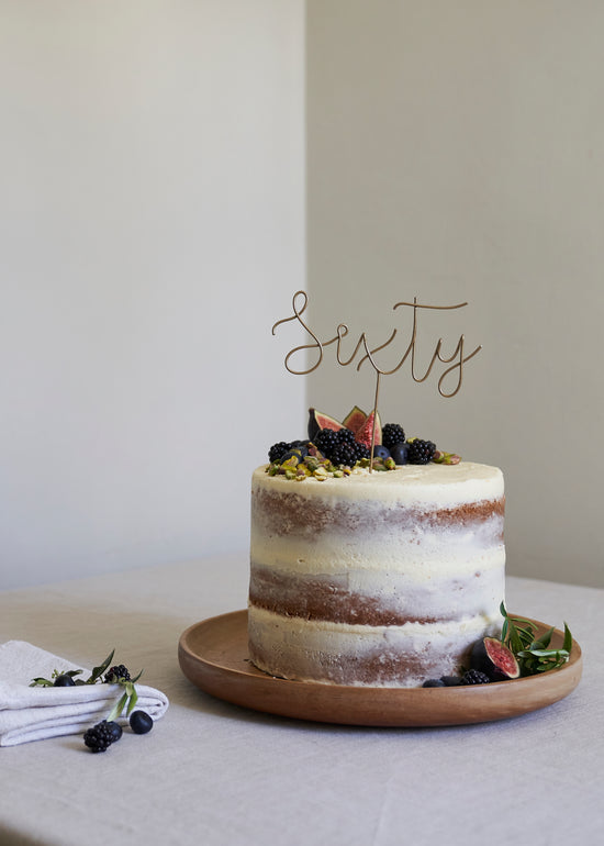 wire sixty cake topper by the letter loft