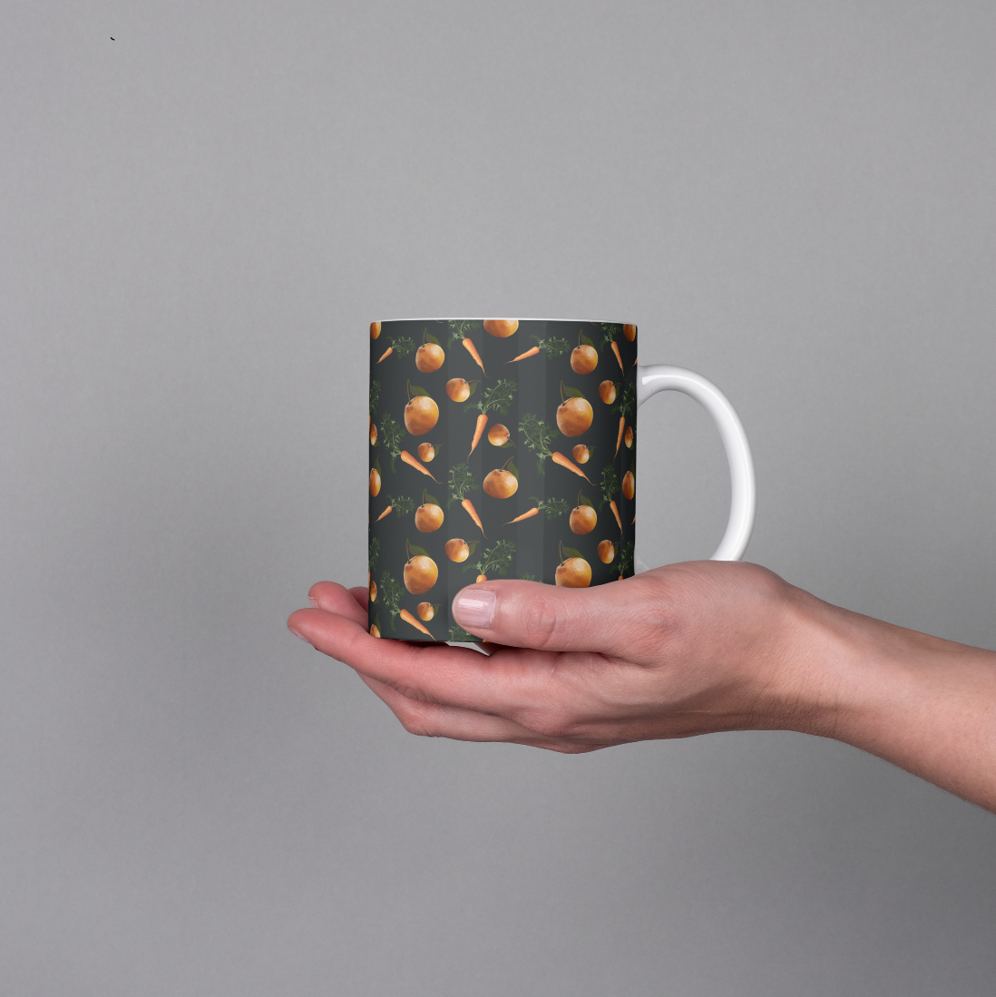 Orange and Carrot Print Ceramic Mug