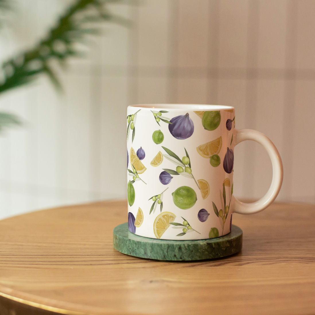 Citrus Fig and Lime Print Ceramic Mug