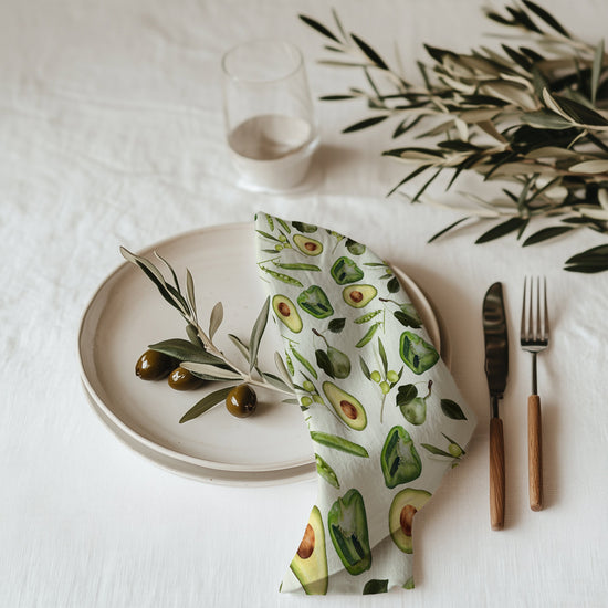 Green Food Napkin Set